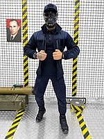 Демисезонный тактический костюм темно-синий 4в1 Военная деми форма МЧС Мужской рабочий костюм МЧС