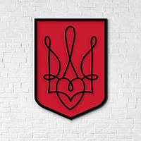 Настенный Герб Украины, трезубец в кабинет, современный декор стен 60x45 см, черный герб на красном щите