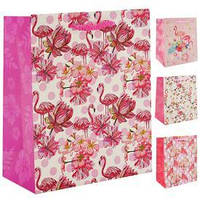 Пакет подарочный бумажный M "Pink flamingo" 26*32*10см, ЦЕНА ЗА УП. 12ШТ (480шт) (TL00050-M)