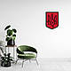 Великий Герб України, тризуб слово воля, дерев'яний декор на стіну 25x18 см, чорний герб на червоному щиті, фото 4