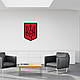 Великий Герб України, тризуб слово воля, дерев'яний декор на стіну 25x18 см, чорний герб на червоному щиті, фото 7