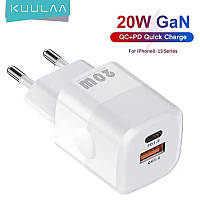 Зарядное устройство KUULAA 20W GaN USB Type C быстрая зарядка 3.0 QC PD USB C USB-C White (KL-CD59)