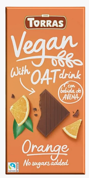 Шоколад Torras Vegan 32 чорний з вівсяним молоком і апельсином 100гр