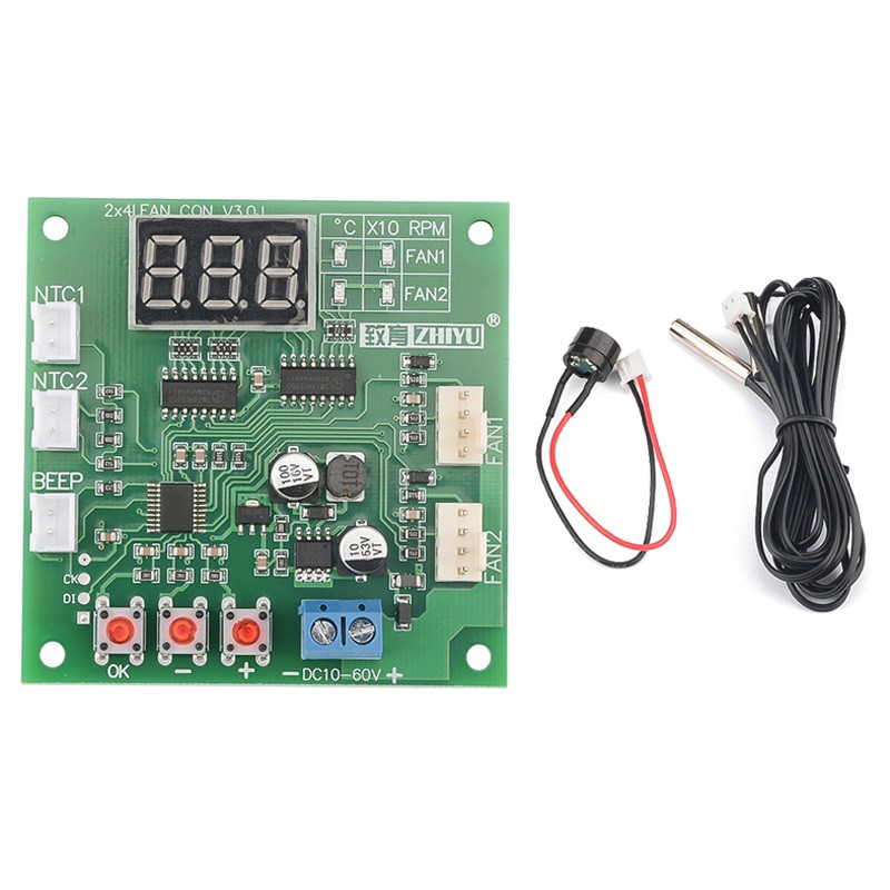 Модуль контролю температури на 2 вентилятори 4pin, фото 1