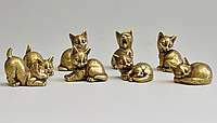 Фігурка статуетка сувенір латунна кіт кішка котик кошеня метал латунь набір 4 шт.