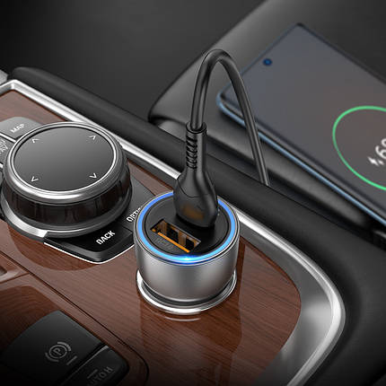 Car Charger NZ8 Sprinter 43W dual port PD25W+QC3.0 (Type-C to Type-C), Blue, фото 3