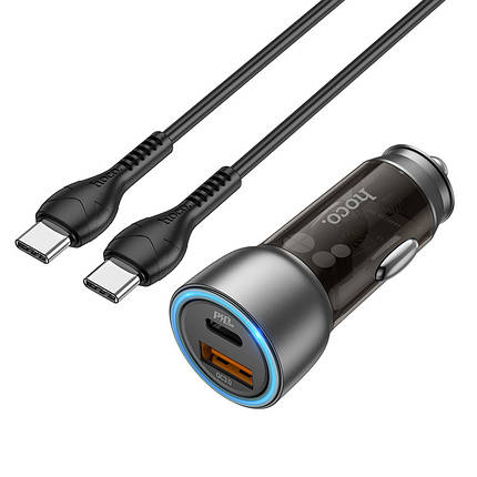 Car Charger Hoco для NZ8 Sprinter 43W dual port PD25W+QC3.0 (Type-C to Type-C) Brown, фото 1