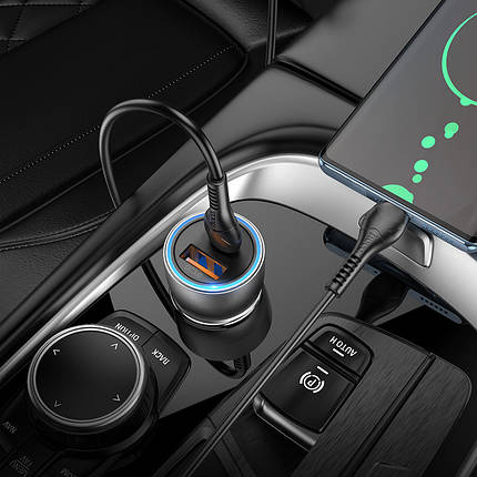 Car Charger Hoco для NZ8 Sprinter 43W dual port PD25W+QC3.0 (Type-C to Type-C) Orange, фото 3