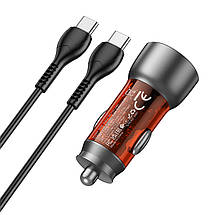 Car Charger Hoco для NZ8 Sprinter 43W dual port PD25W+QC3.0 (Type-C to Type-C) Orange, фото 5