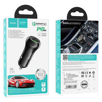 Car Charger Hoco для Z38 Resolute PD20W+QC3.0 Black, фото 3