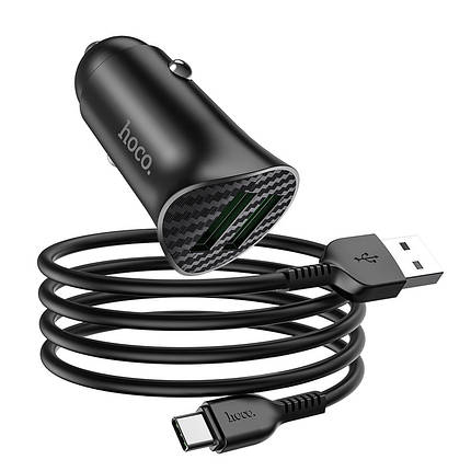 Car Charger Hoco для Z39 Farsighted dual port QC3.0 (Type-C) Black, фото 1