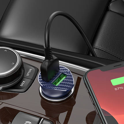 Car Charger Hoco для Z39 Farsighted dual port QC3.0 Blue, фото 3