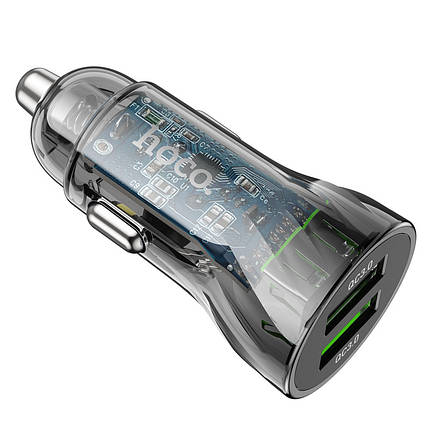 Car Charger Hoco для Z47 Transparent Discovery Edition dual port QC3.0 Transparent Black, фото 3
