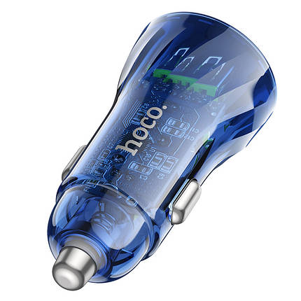 Car Charger Hoco для Z47 Transparent Discovery Edition dual port QC3.0 Transparent Blue, фото 3
