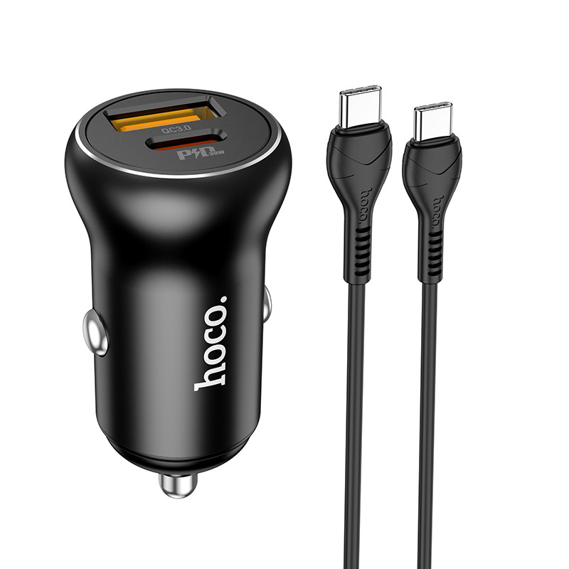 Car Charger Hoco для NZ5 Smooth road PD30W+QC3.0 (Type-C to Type-C) Black