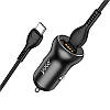 Car Charger Hoco для NZ5 Smooth road PD30W+QC3.0 (Type-C to Type-C) Black, фото 9