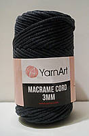 Нитки пряжа для вязания трикотажная MACRAME CORD 3MM Макраме Корд 3мм № 758 - темно серый
