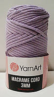 Нитки пряжа для в'язання трикотажна MACRAME CORD 3MM Макраме Корд 3мм № 765 - бузок