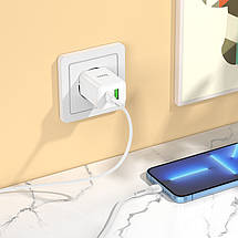 Home Charger Hoco для N28 Founder PD20W+QC3.0 (Type-C to iP)(EU) White, фото 4