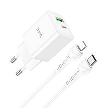 Home Charger Hoco для N28 Founder PD20W+QC3.0 (Type-C to iP)(EU) White, фото 5