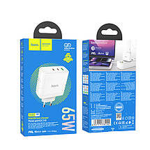Home Charger Hoco для N30 Glory PD65W three-port(2C1A) fast charger(EU) White, фото 6