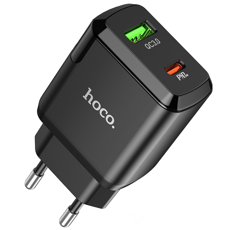 Home Charger Hoco для N5 Favor dual port PD20W+QC3.0 charger(EU) Black