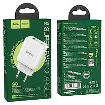 Home Charger Hoco для N5 Favor dual port PD20W+QC3.0 charger(EU) White, фото 4