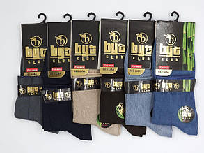 Чоловічі середні шкарпетки BYT бамбук, тонкі антибактеріальні однотонні, розмір 41-44, 12 пар\уп. мікс кольорів