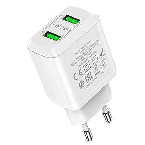 Home Charger N6 Charmer dual port QC3.0 charger(EU),  White