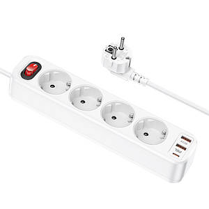 Home Charger NS1 Aura 4-bit extension cable socket(including 1C2A PD20W fast charge)(EU/GER),  White