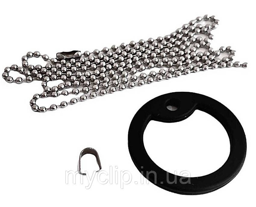 Made in USA. Набір для армійського жетона смертника ( стальний нержавіючий ланцюжок + бампер + скоба (бейл) Оплата при отриманні, фото 1