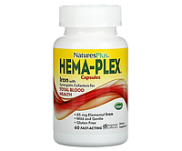 Комплекс витаминов и минералов Hema-Plex Natures Plus, 60 быстродействующих вегетарианских капсул