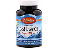 Рыбий жир из печени трески Carlson Labs (Cod liver oil) 1000 мг 100 шт