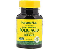 Витамин B9 Natures Plus (Folic acid as Methylfolate) 800 мкг 90 таблеток