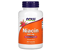 Витамин В3 Ниацин NOW Foods (Niacin) 500 мг 100 капсул