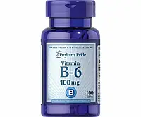 Витамин В6 Puritan's Pride (Vitamin B-6 Pyridoxine Hydrochloride) 100 мг 100 шт
