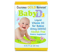 Витамин Д3 для детей California Gold Nutrition (Baby D3) 400 МЕ 10 мл
