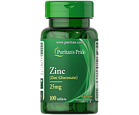 Цинк глюконат Puritan's Pride (Zinc gluconate) 25 мг 100 таблеток