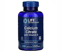 Цитрат кальция с витамином Д Life Extension (Calcium Citrate with Vitamin D) 200 мг/100 МЕ 200 капсул