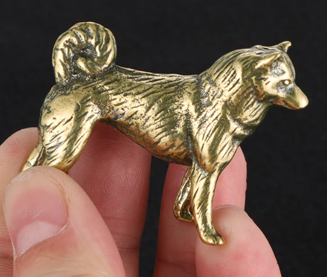 Фигурка статуэтка сувенир латунная металл латунь собака лайка хаски - фото 7 - id-p1895302662
