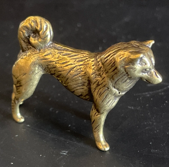 Фігурка статуетка сувенір латунна метал латунь собака лайка хаскі