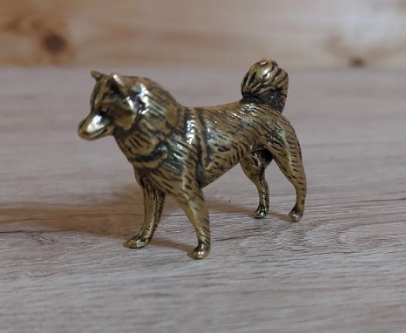 Фигурка статуэтка сувенир латунная металл латунь собака лайка хаски - фото 4 - id-p1895302662