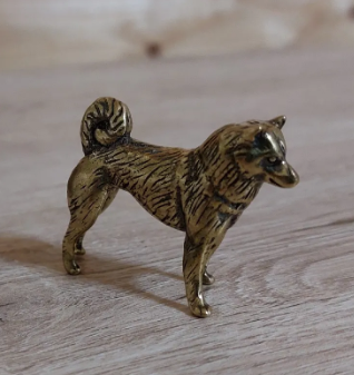 Фигурка статуэтка сувенир латунная металл латунь собака лайка хаски - фото 9 - id-p1895302662