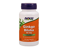 Гинкго Билоба NOW Foods (Ginkgo Biloba) 60 мг 60 шт