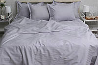 Качественный комплект постельного белья цвет пепельный из ткани страйп-сатин производитель Турция