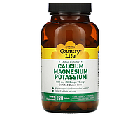 Кальций магний калий Country Life (Calcium Magnesium Potassium) 180 таблеток