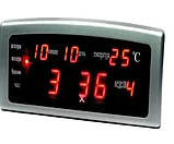 Настільний годинник з будильником та живлення від мережі (червоні цифри) Caixing CX-868-1 Чорний (CX-868-1_302), фото 3