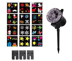 Вуличний лазерний проєктор для Різдва, Нового року, Хелловіну, з 12 різними з пультом, слайдами для свят XPRO Garden Projector