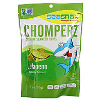 SeaSnax, Chomperz, хрустящие чипсы из морских водорослей, с перцем халапеньо, 1 унций (30 г) в Украине