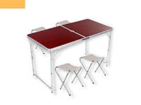 Набор стол и 4 стула для пикника, походов, кемпинга, рыбалки XPRO RB-9300 коричневый (RB-9300)